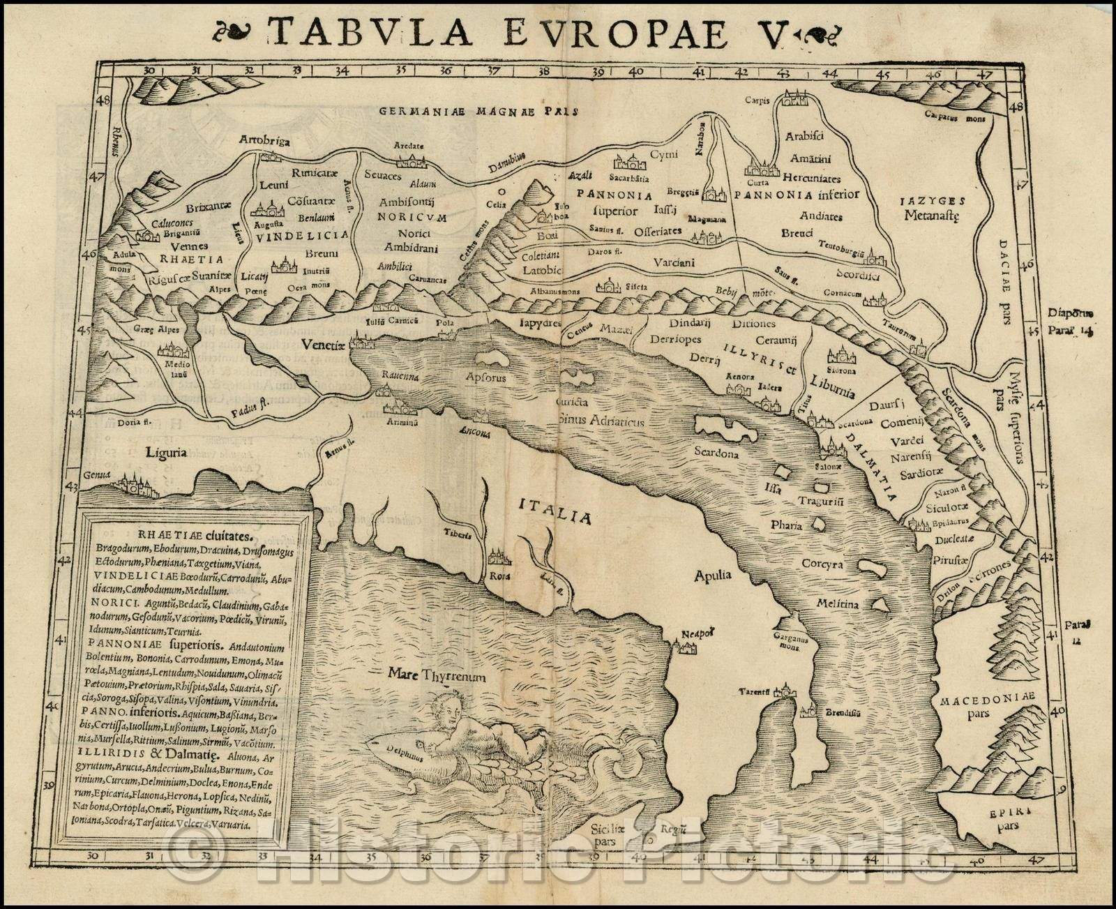 Historic Map - Europae Tabula V Adriatic, Italy & Balkans, 1542, Sebastian M?nster v1