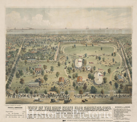 Historic Map - View of the Ohio State Fair Grounds, 1856. For The 7th Annual Fair o the Ohio State Board of Agriculture, 1856, Klauprech & Menzel - Vintage Wall Art