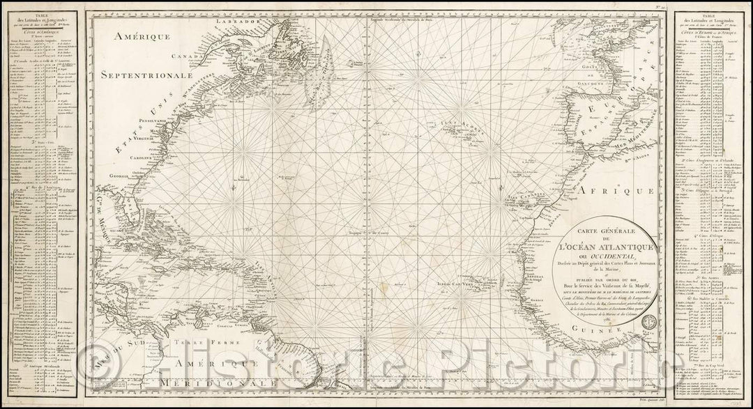 Historic Map - Carte Generale De L'Ocean Atlantique ou Occidental, Dresse au Depot general des Cartes Plans et Journaux de la Marine, 1786, Depot de la Marine v1