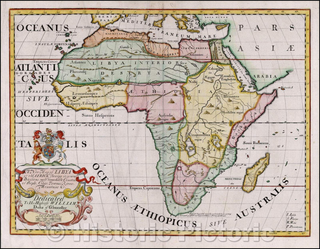 Historic Map - Libya or old Africk Shewing it's General Divisions, mos ...