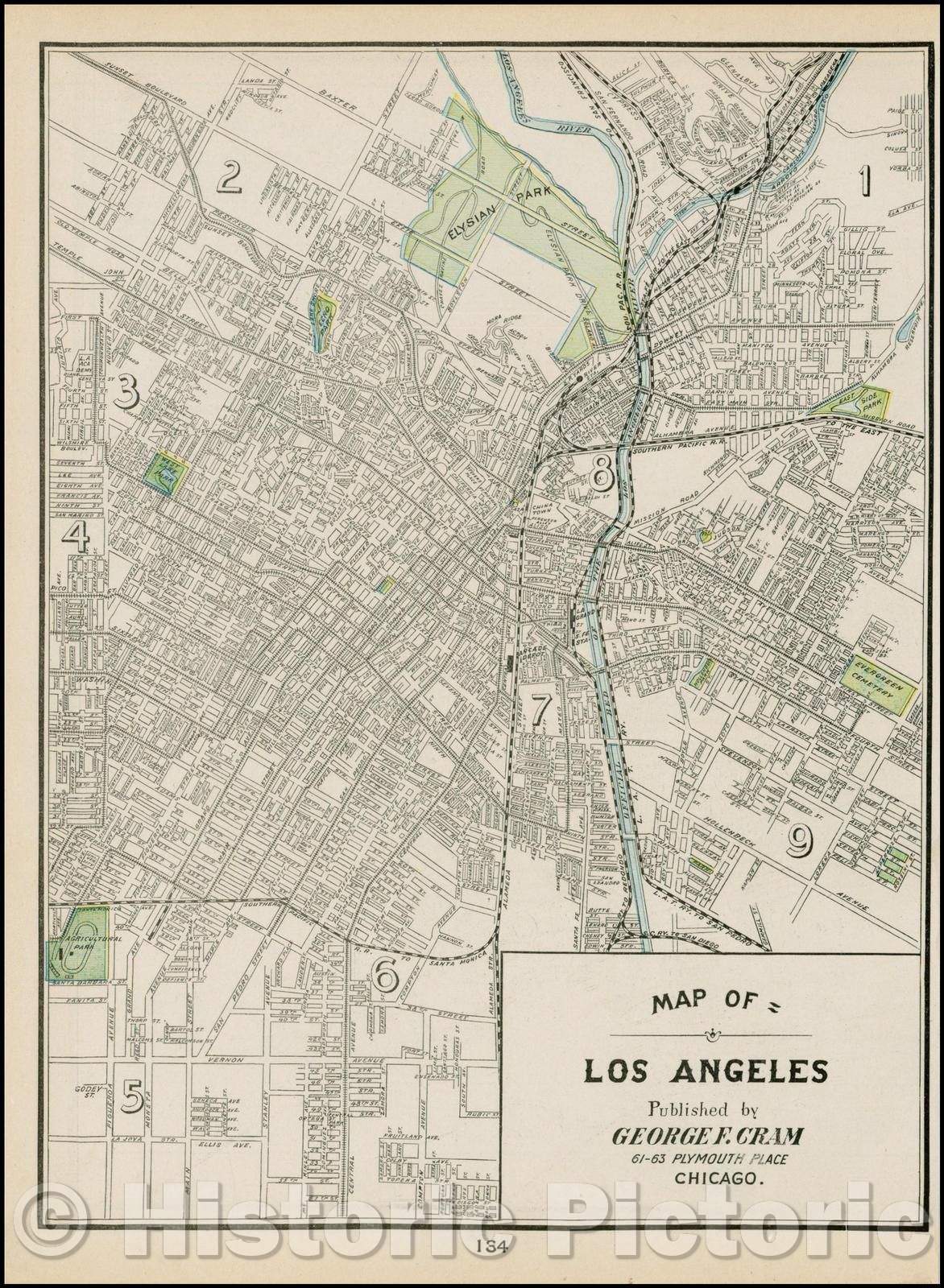 Historic Map - Map of Los Angeles, 1899, George F. Cram v1