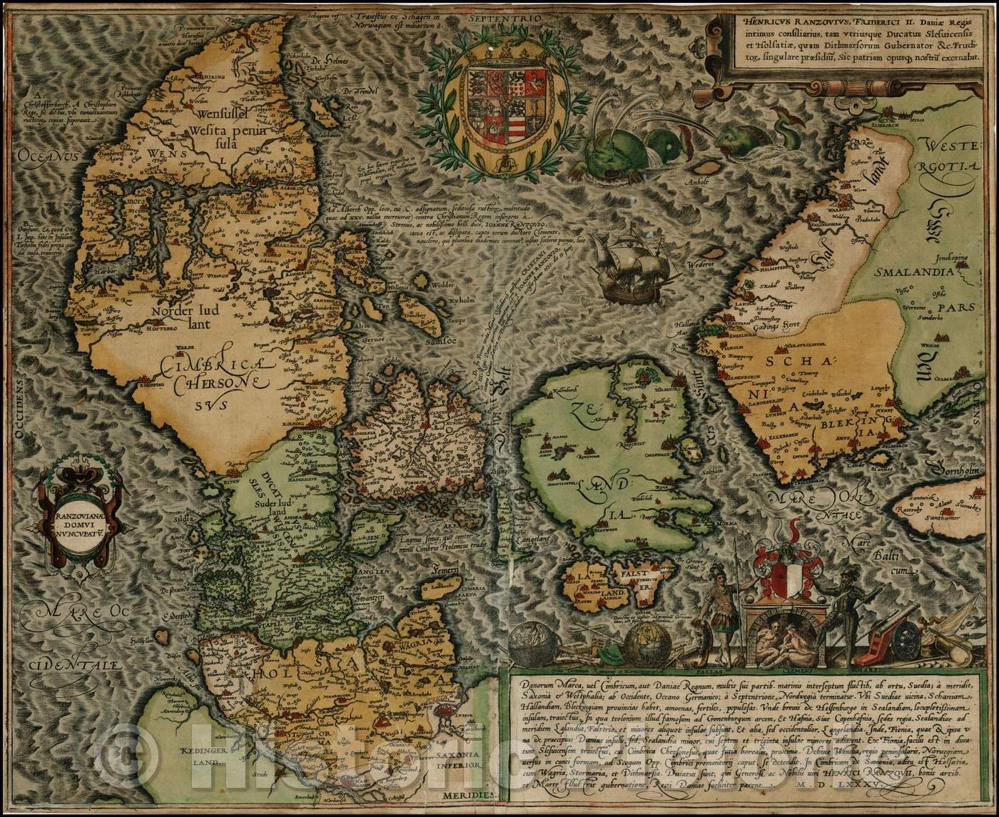 Historic Map - Danorum Marca, vel Cimbricum, aut Daniae Regnum ./Danis ...