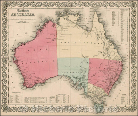 Historic Map - Colton's Australia, 1859, Joseph Hutchins Colton - Vintage Wall Art