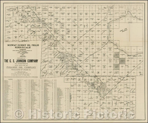 Historic Map - Midway-Sunset Oil Fields Kern Co. Calif, 1910, Carlisle & Co. - Vintage Wall Art