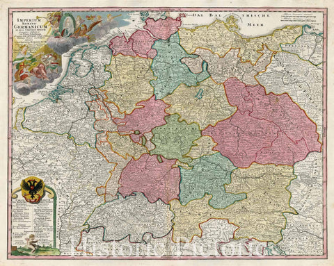 Historic Map - Imperium Romano-Germanicum in Suos Circulos Divisum :: Holy Roman Empire, Poland and the Balkans in the East to the Low Countries in the West, 1720 - Vintage Wall Art