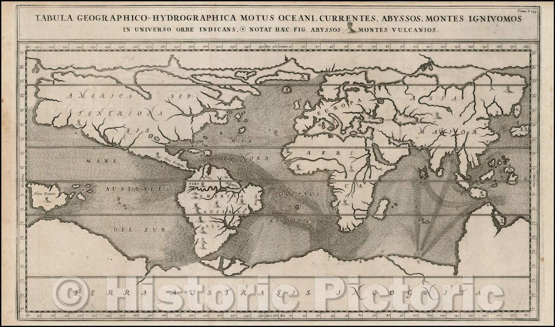 Historic Map - Tabula Geographico-Hydrographica Motus Oceani, Currentes, Abyssos, Montes Igniuomos In Universo Orbe Indicans, 1665 v1