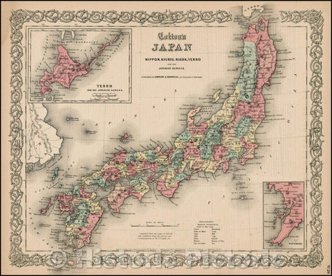 Historic Map - Colton's Japan Nippon, Kiusiu, Sikok,Yesso and the Japanese Kuriles, 1859, Joseph Hutchins Colton v1