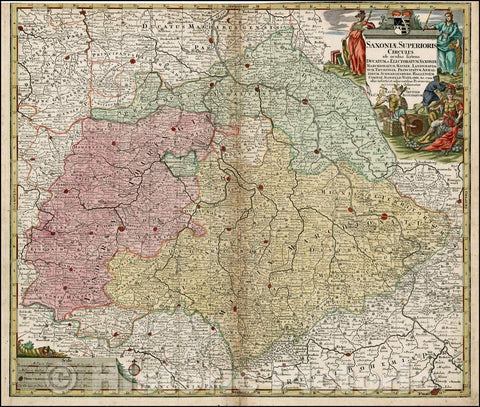 Historic Map - Saxoniae Superioris Circulus ob oculos sistens Ducatum/Homann's Map of Lower Saxony, Baltic to Berlin, Hall, Gottingen, Bremen and Minden, 1730 - Vintage Wall Art