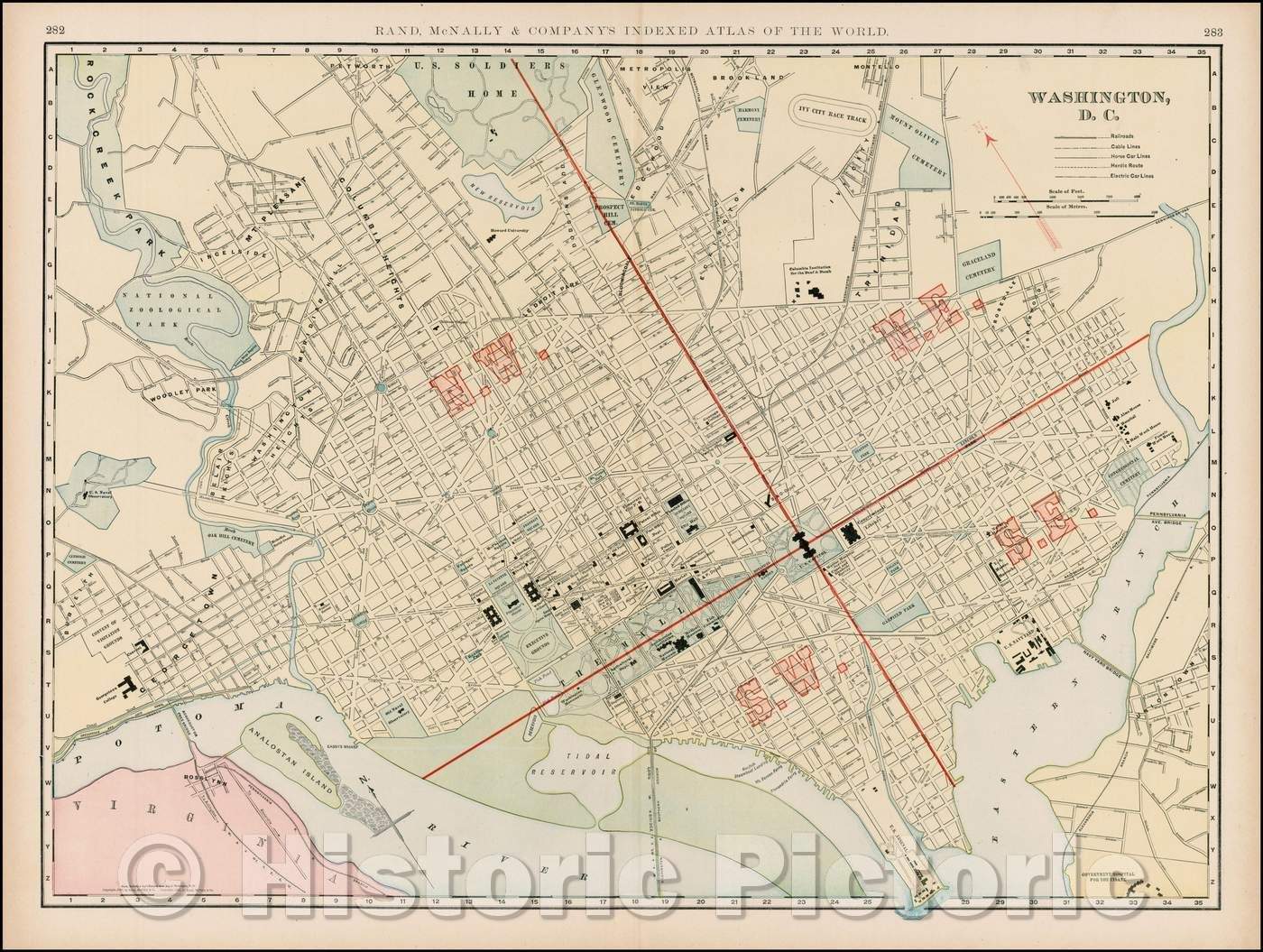 Historic Map - Washington D.C, 1899, Rand McNally & Company v1