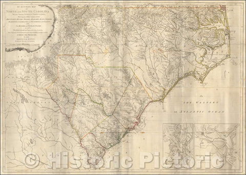 Historic Map - An Accurate Map of North and South Carolina With Their Indian Frontiers, 1775, Henry Mouzon - Vintage Wall Art