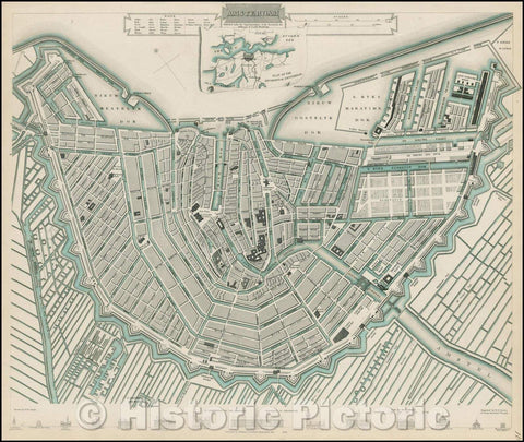 Historic Map - Amsterdam, Netherlands, 1835, SDUK v1