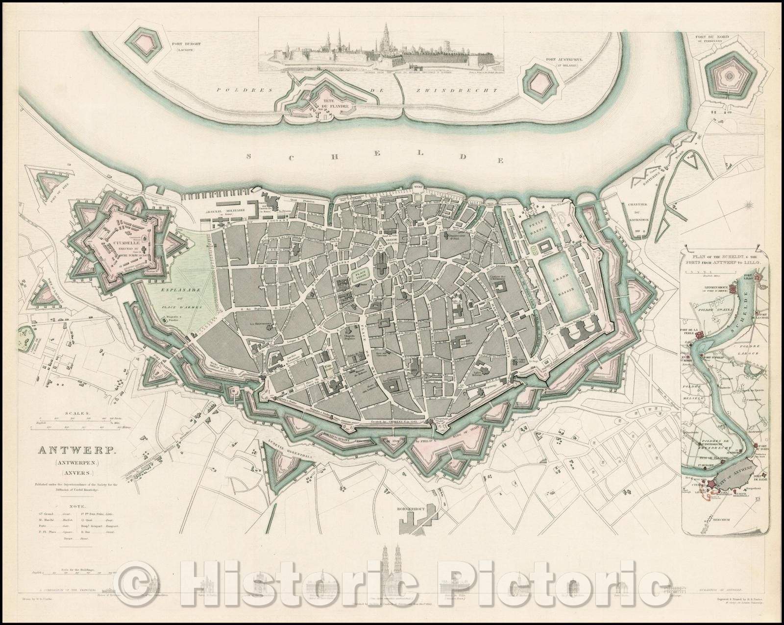 Historic Map - Antwerp Antwerpen/Anvers, 1832, SDUK v1