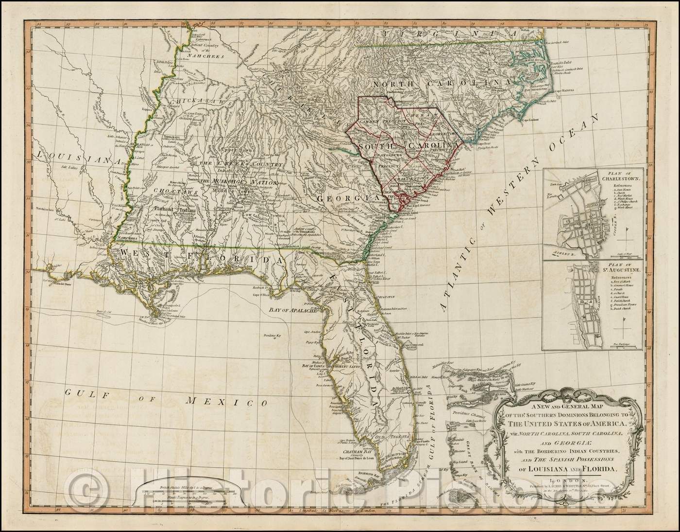 Historic Map - A New and General Map of the Southern Dominions Belonging to The United States of America, viz North Carolina, South Carolina, and Georgia, 1794 v2