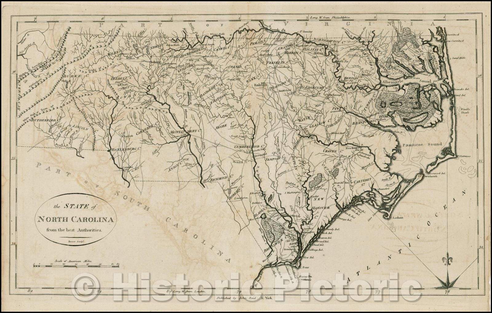 Historic Map - The State of North Carolina from the best Authorities, 1796, John Reid v3