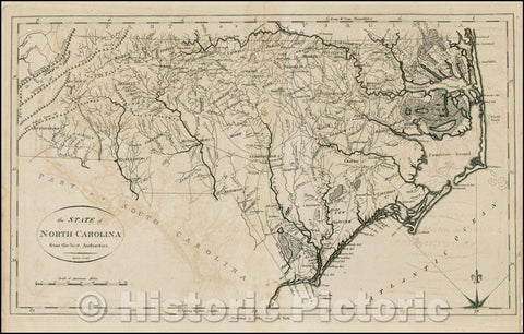 Historic Map - The State of North Carolina from the best Authorities, 1796, John Reid v3