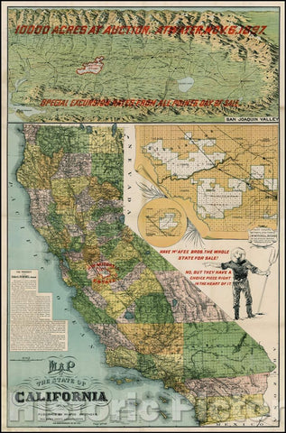 Historic Map - Map of the State of California, 1897, McAfee Brothers - Vintage Wall Art