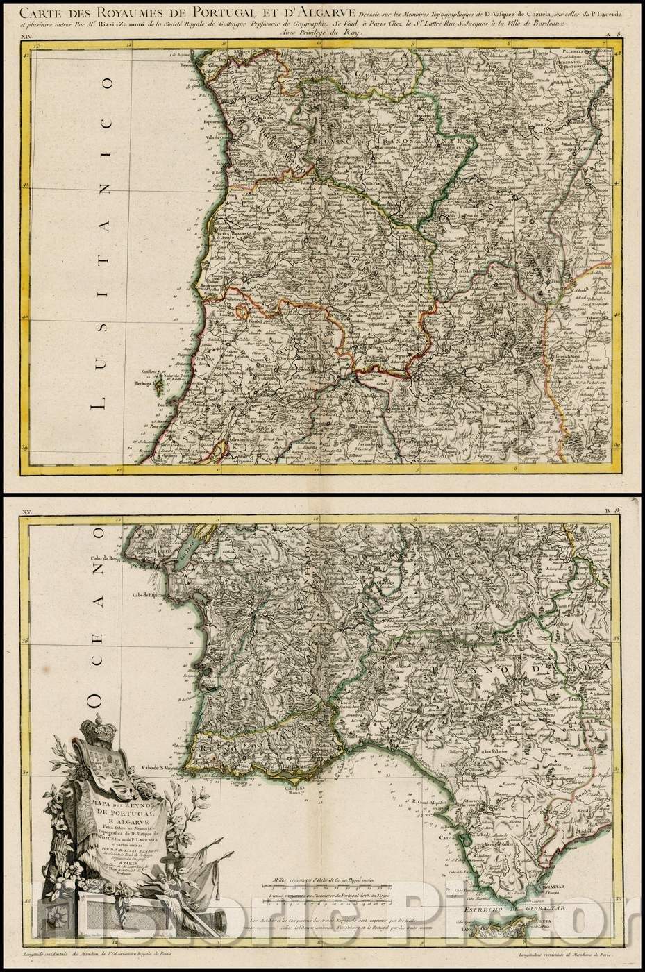 Historic Map - Mapa Dos Reynos De Portugal E Algarve Feita sobre as Me -  Historic Pictoric