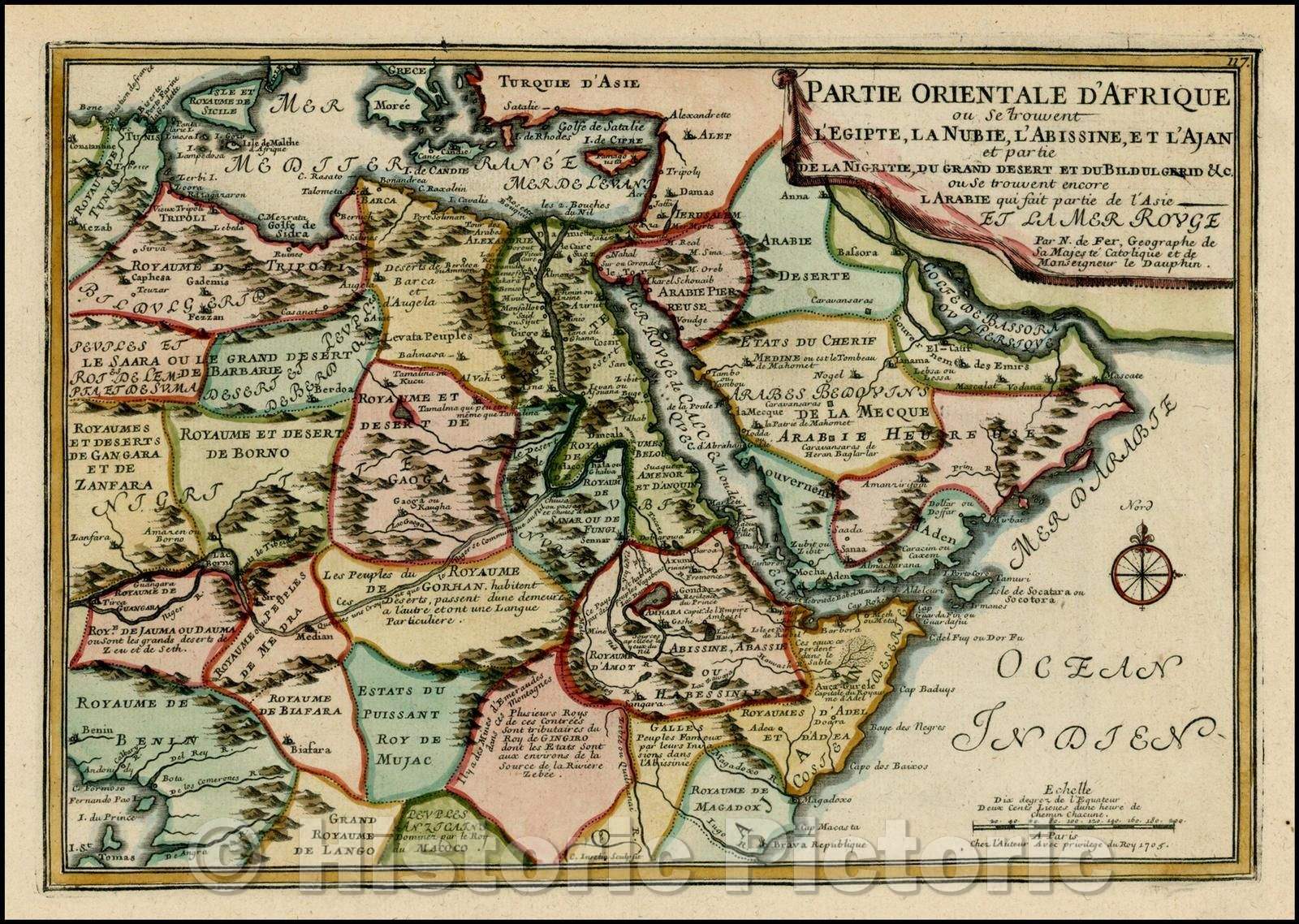 Historic Map - Egypt, the Arabian Peninsula, Cyprus, Red Sea and Northeastern Africa/Partie Orientale D'Afrique ou se trouvent L'Egipte, La Nubie, 1705 v1