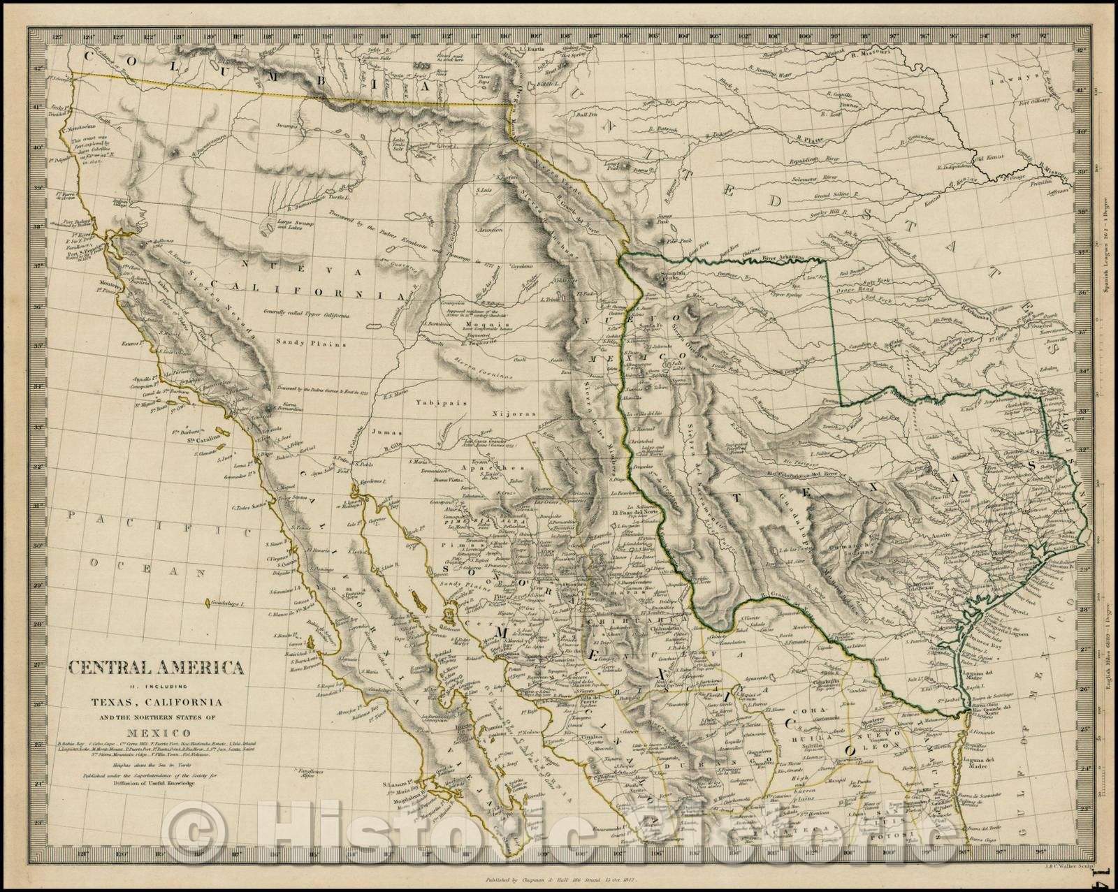 Historic Map - Central America II. Including Texas, California and the Northern States of Mexico, 1842, SDUK v1