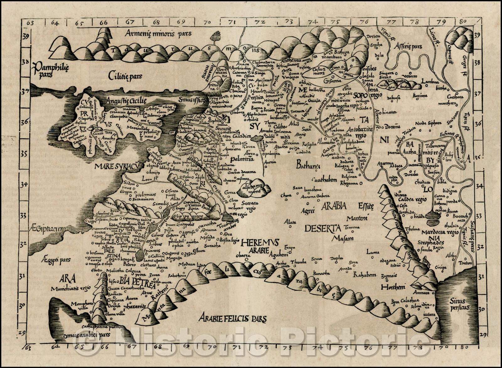 Historic Map - Map of Cyprus, Syria, Palestine, etc, 1522, Lorenz Frie ...