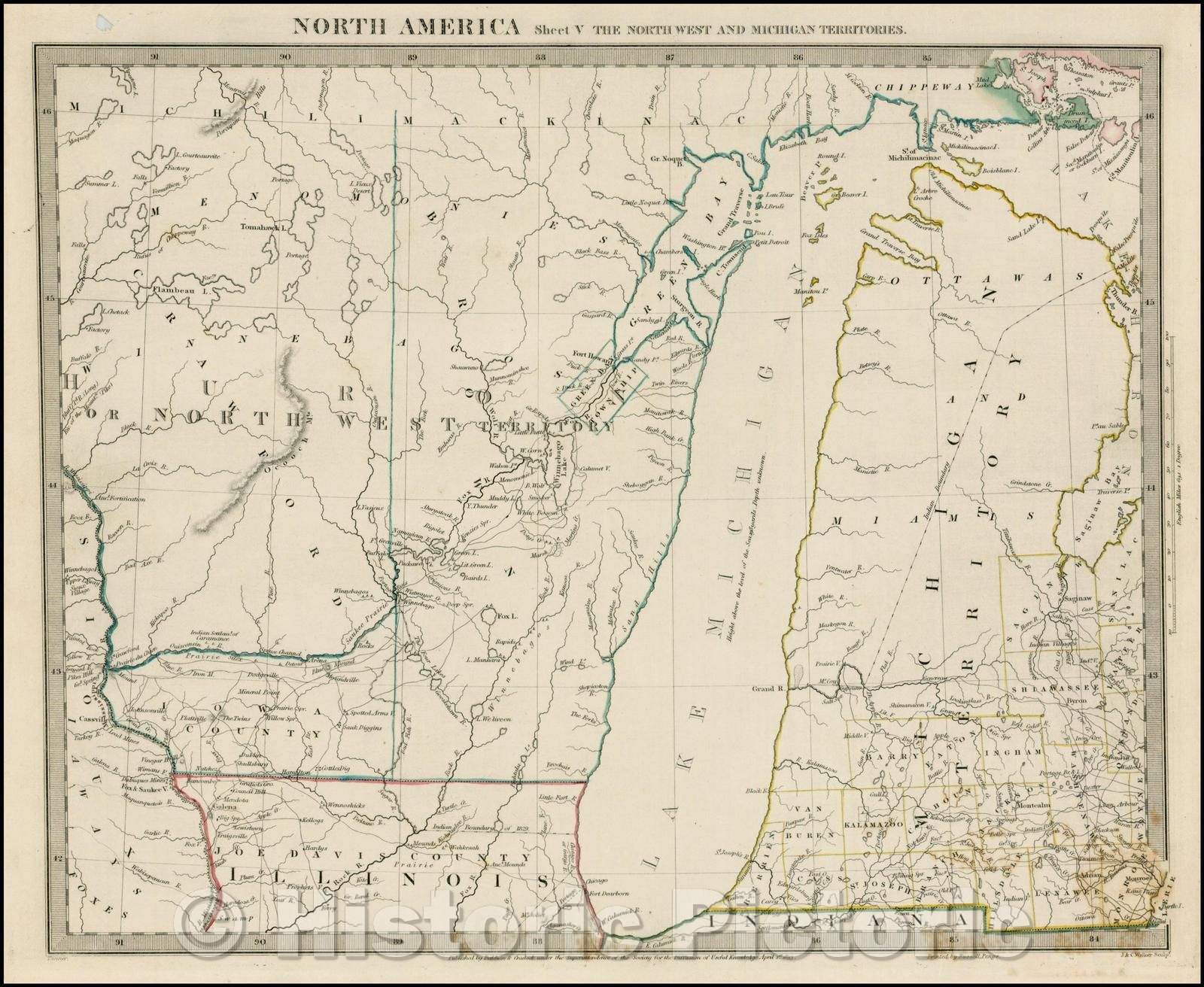 Historic Map - North America Sheet V The North West and Michigan Territories, 1833, SDUK v2