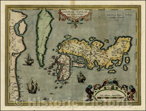 Historic Map - Iaponiae Insulae Descriptio Ludoico Teisera auctore/The islands by Japan Description Ludoico Teisera, 1603, Abraham Ortelius - Vintage Wall Art