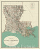 Historic Map - State of Louisiana, 1885, U.S. General Land Office - Vintage Wall Art