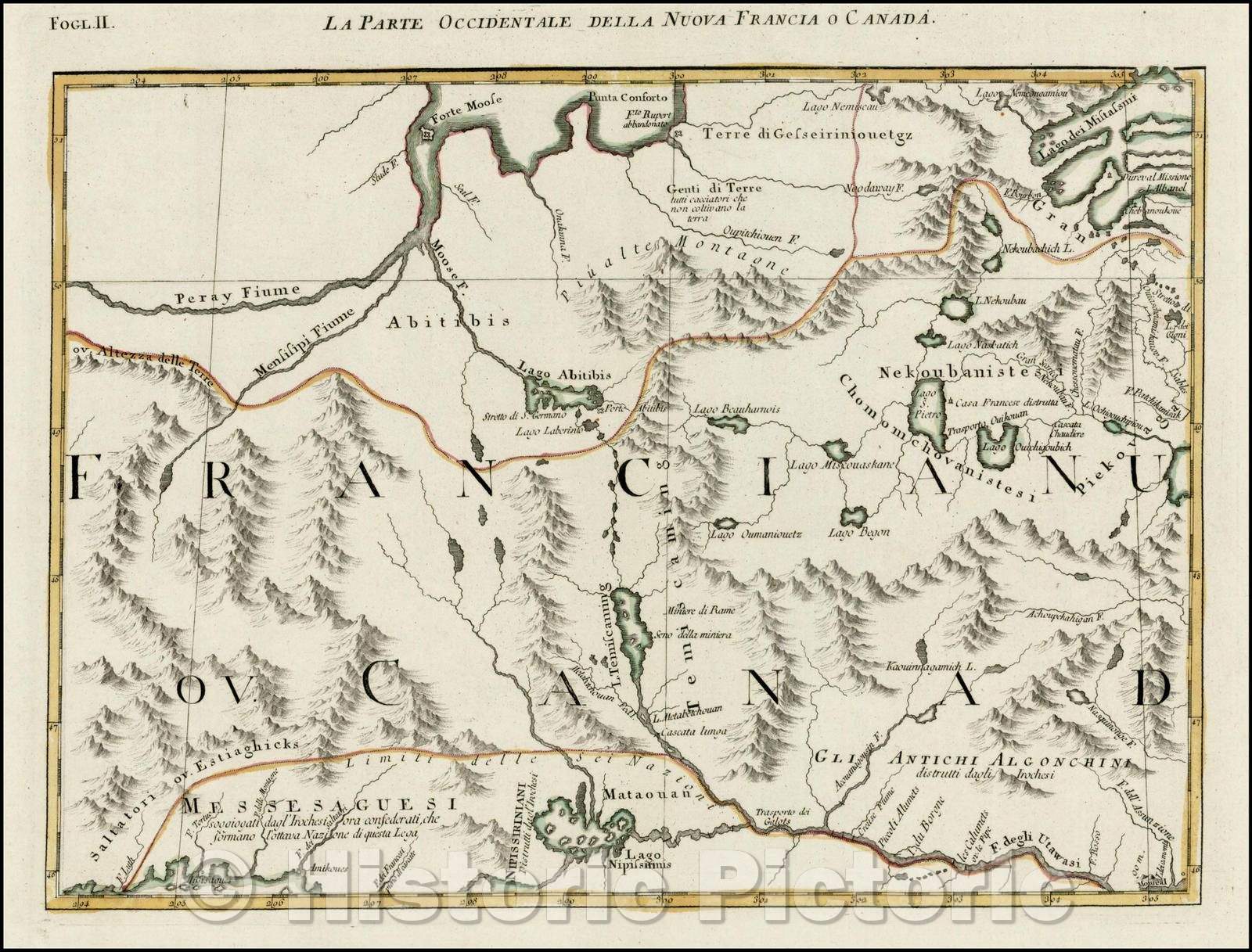 Historic Map - La Parte Occidentale Della Nuova Francia O Canada, 1778, Antonio Zatta v2