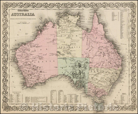 Historic Map - Colton's Australia, 1865, Joseph Hutchins Colton - Vintage Wall Art