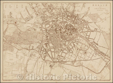 Historic Map - Berlin and Environs From Authentic Survey, 1860, Day & Son - Vintage Wall Art