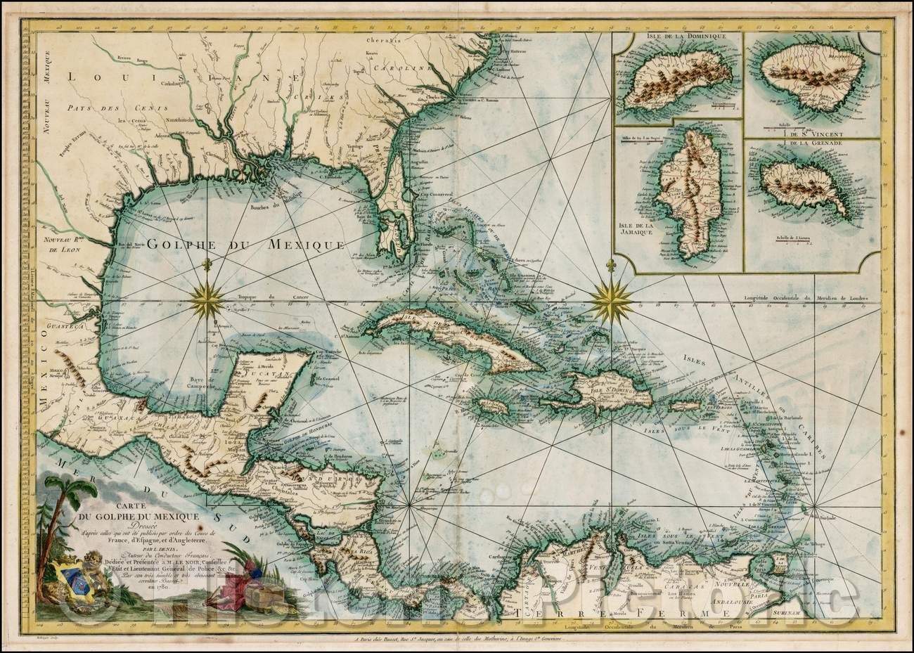 Historic Map - Carte Du Golphe Du Mexique Dressee d'apres celles qui ont ete publiees par ordre des Cours de France, d'Espagne et d'Angleterre, 1780 v1