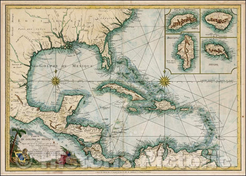 Historic Map - Carte Du Golphe Du Mexique Dressee d'apres celles qui ont ete publiees par ordre des Cours de France, d'Espagne et d'Angleterre, 1780 v1