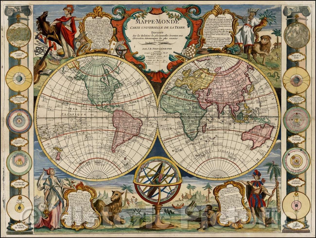 Historic Map - Mappe-Monde Carte Universelle de la Terre Dressee Sur les  Relations les plus Nouvelles, 1791 - Vintage Wall Art