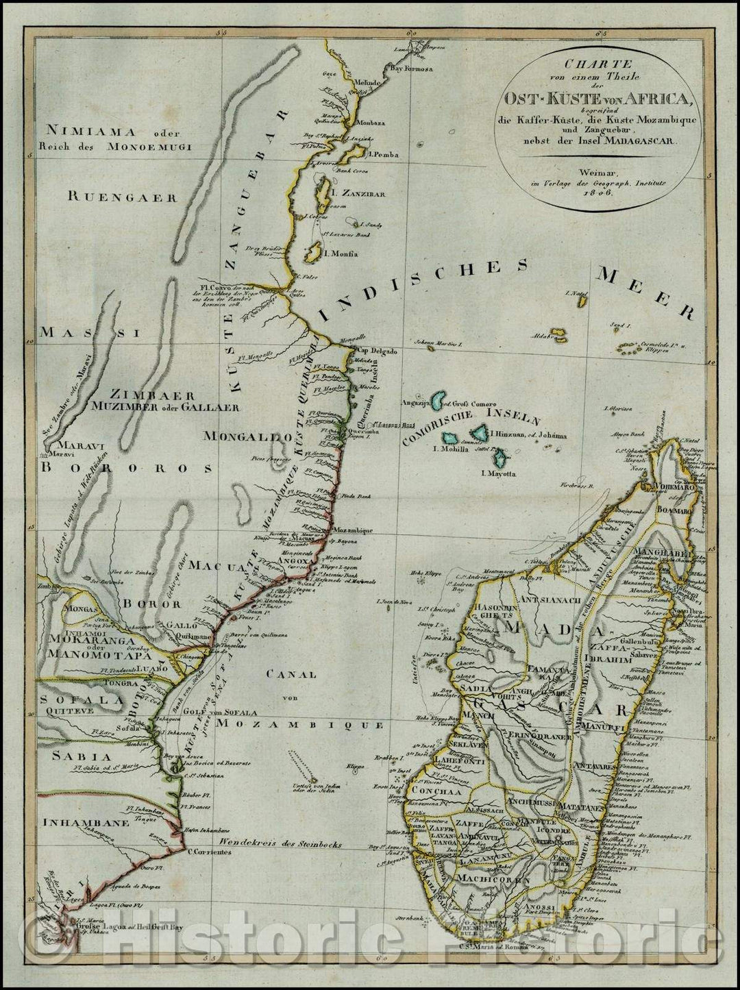 Historic Map - Charte von einem Theile der Ost-Kuste von Africa, begre ...