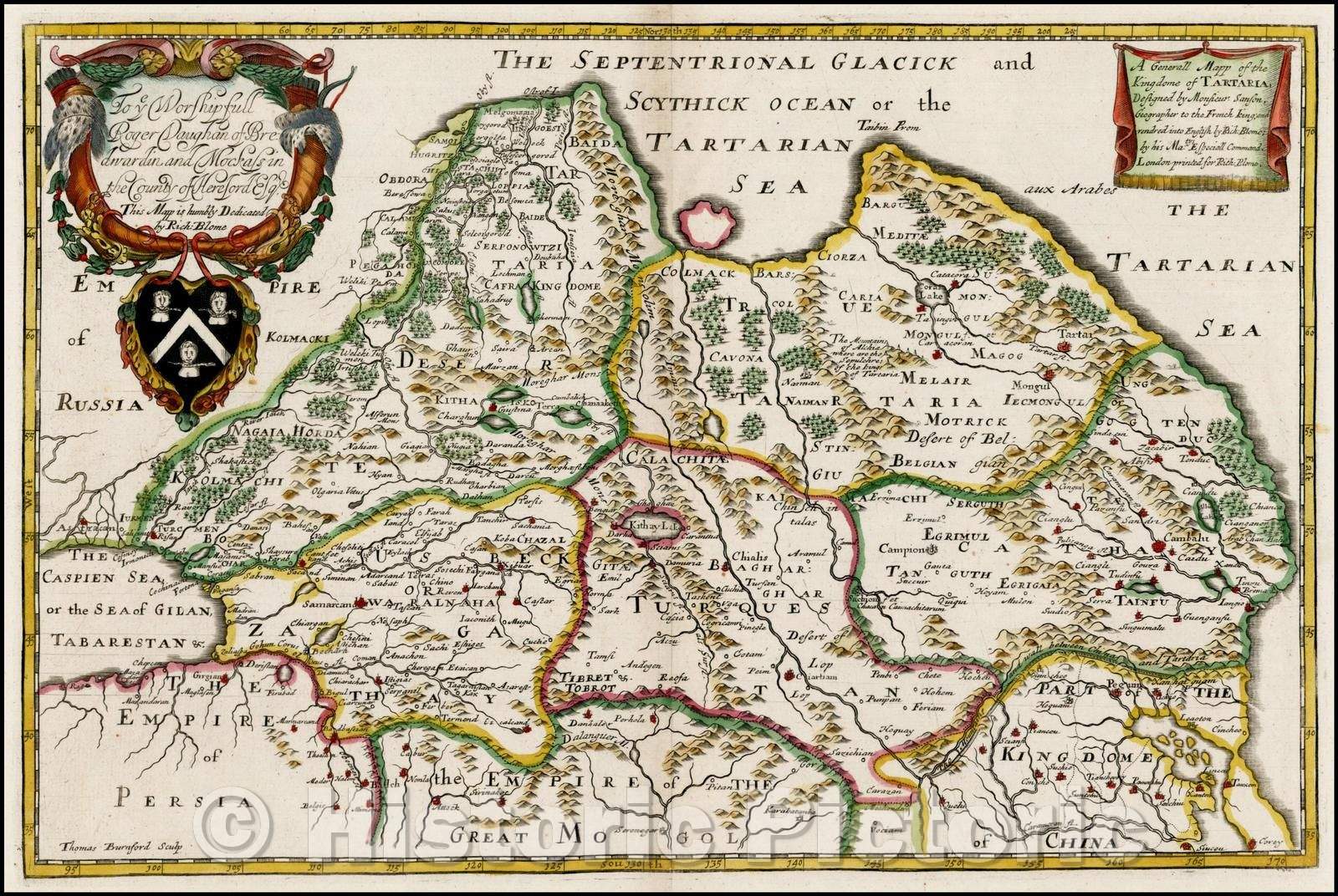 Historic Map - A Generall Mapp of the Kingdoms of Tartaria, 1670, Rich ...