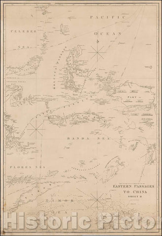 Historic Map - Eastern Passages To China Sheet II (southern Mindanao to Timor and North Australia), 1849, James Horsburgh - Vintage Wall Art