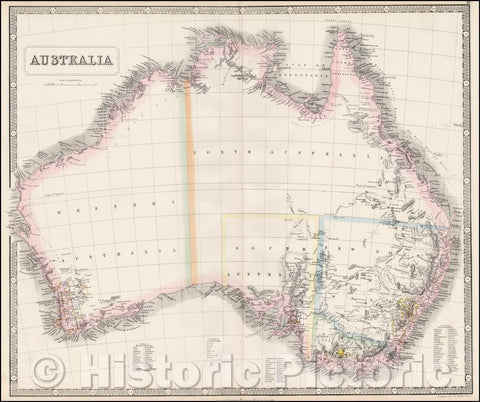 Historic Map - Australia, 1853, George Philip & Son - Vintage Wall Art