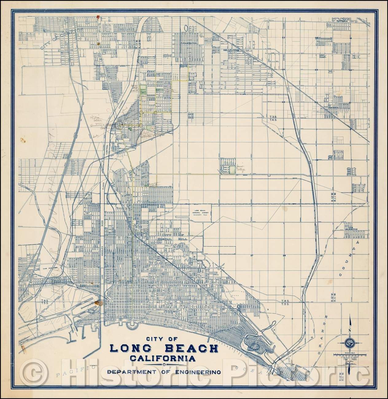 Long Beach Map California Historic Map 1938 Thomas Bros'. Map Of The