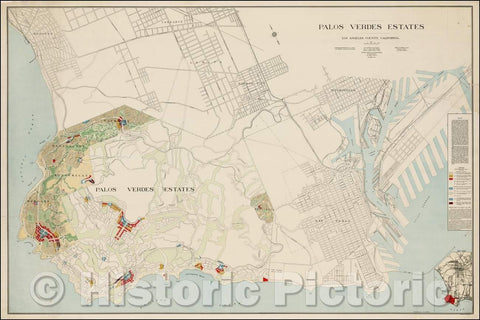 Historic Map - Palos Verdes Estates - Los Angeles County, California, 1924, Charles Henry Cheney - Vintage Wall Art