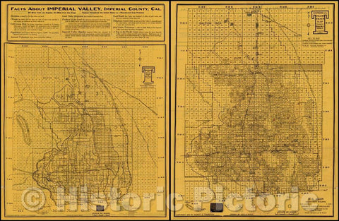 Historic Map - Irrigation District and Road Map of Imperial Valley (and) Imperial Valley Tract Map, 1914, Albert G. Thurston - Vintage Wall Art