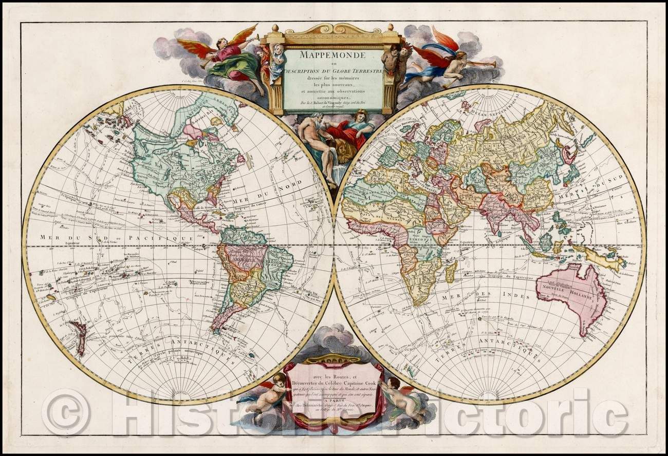 Historic Map - Mappemonde ou Description Du Globe Terrestre
