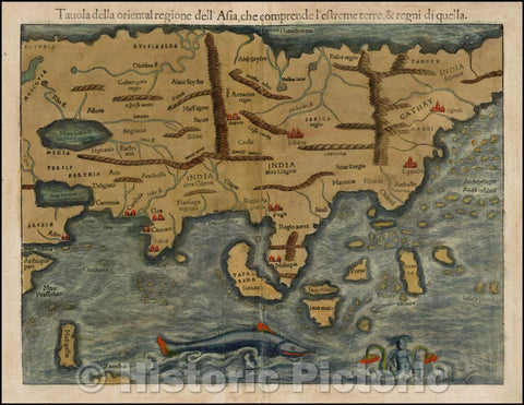 Historic Map - Tavola della oriental region dell' Asia, 1550 - Vintage Wall Art