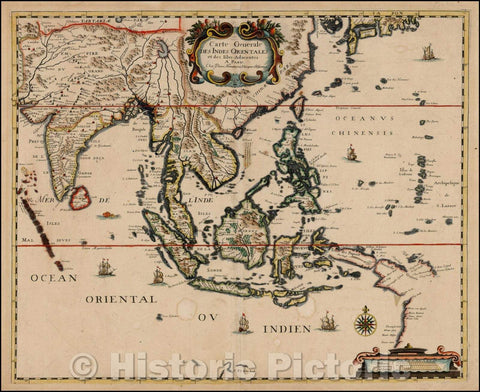 Historic Map - Carte Generale Des Indes Orientales et des Isles Adiacentes/Map of South East Asia from the Maledives to the South of Japan, 1650 - Vintage Wall Art