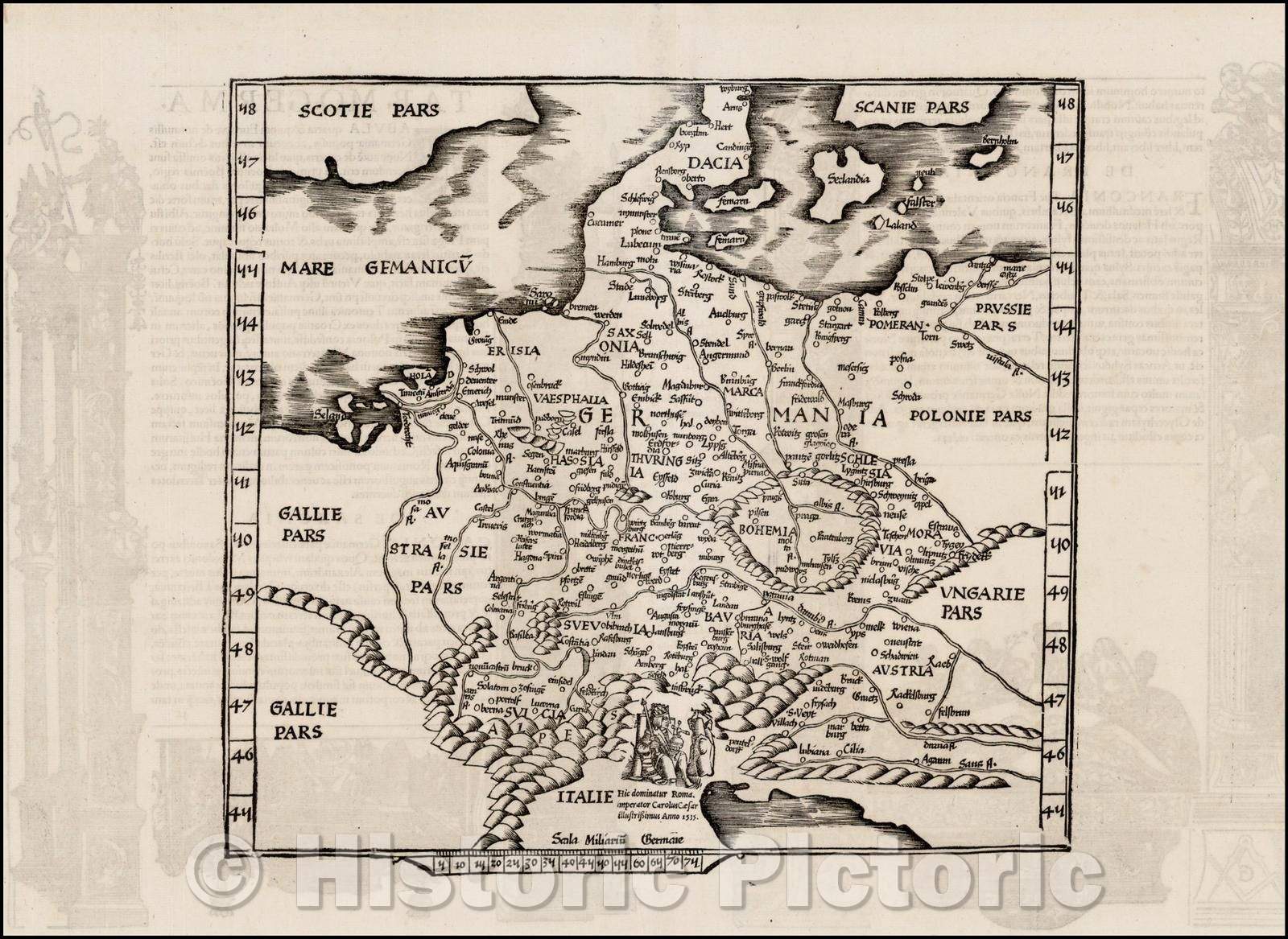 Historic Map - Tab. Mo. Germa. (Title on Verso), 1535, Lorenz Fries ...