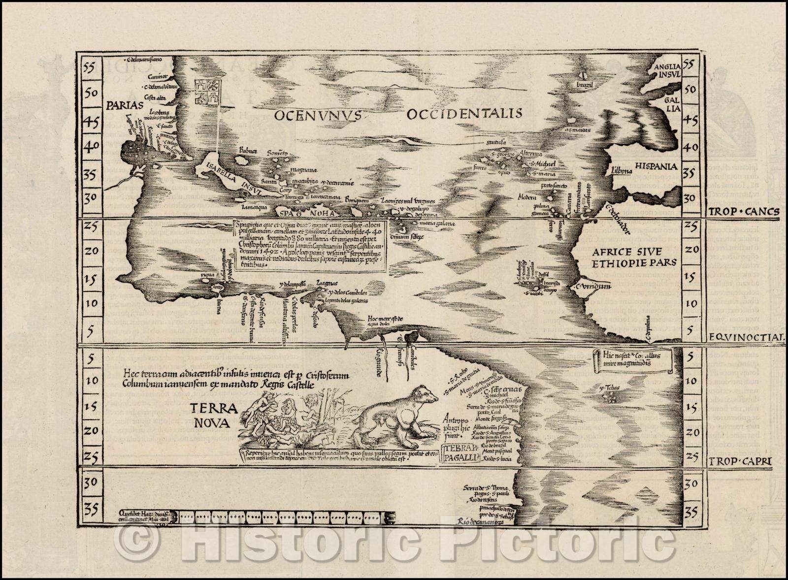 Historic Map - Oceani Occidentalis Seu Terrae Novae Tabula The Admiral's Map, 1535, Lorenz Fries - Vintage Wall Art