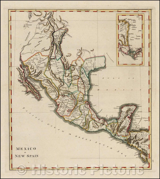 Historic Map Mexico or New Spain, 1814, Matthew Carey v1 Historic