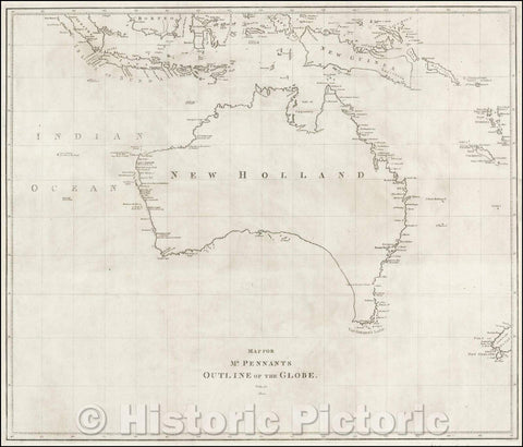 Historic Map - Australia Map For Mr. Pennants Outline of the Globe. Vol. IV, 1800, Thomas Pennant v1