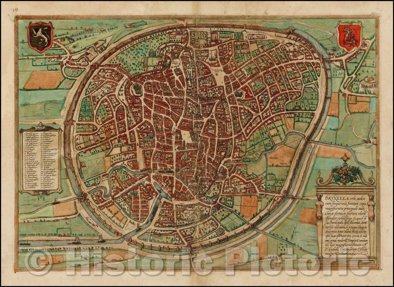 Historic Map - Bruxella, urbs aulicorum frequentia, 1572, Georg Braun v2