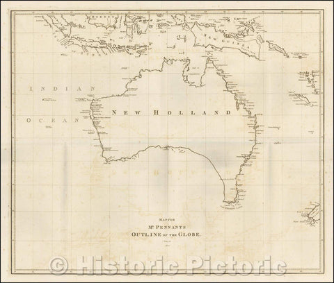 Historic Map - Australia Map For Mr. Pennants Outline of the Globe. Vol. IV, 1800, Thomas Pennant v2