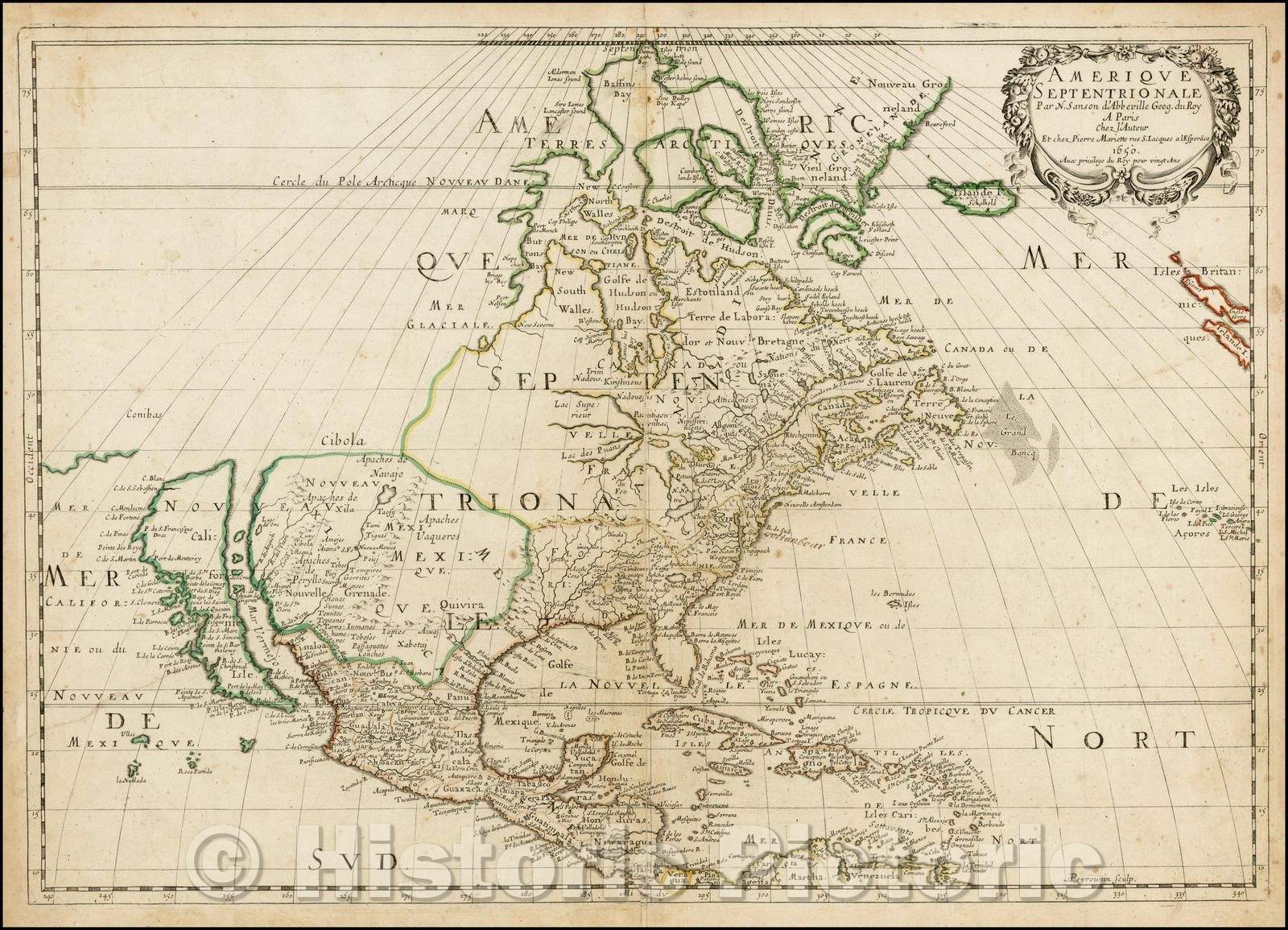 Historic Map - Amerique Septentrionale, 1650, Nicolas Sanson v3